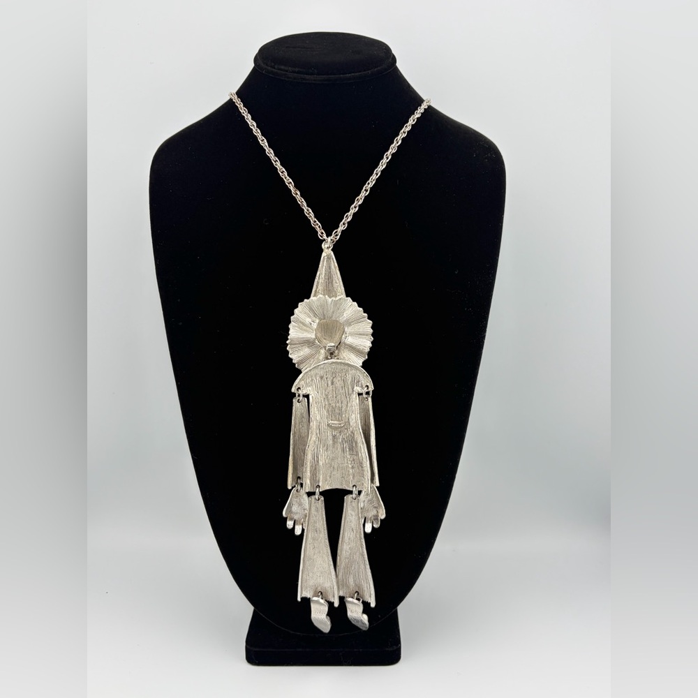 CAROL CHANNING POLCINI PIERROT PENDANT NECKLACE VINTAGE DANCING CLOWN - Picture 5 of 6